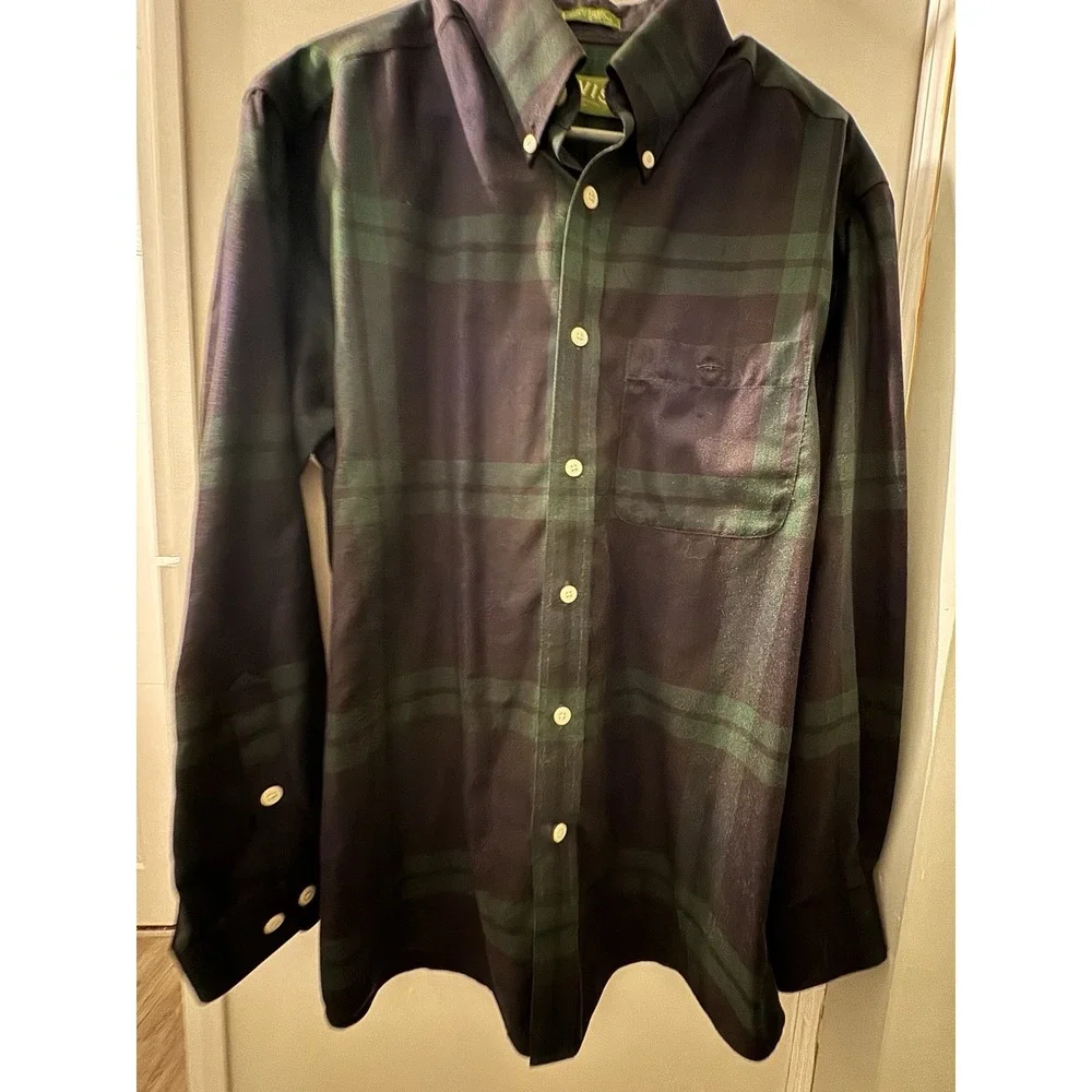 Orvis Men's Shirt Medium long-sleeve plaid, 100% cotton‎ button up Tartan